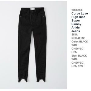 Abercrombie & Fitch Cure Love High Rise Super Skinny Ankle Black Jeans 26S